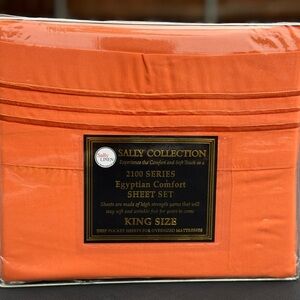 Brand new king size bed sheet set,4PCS, deep pocket,orange color